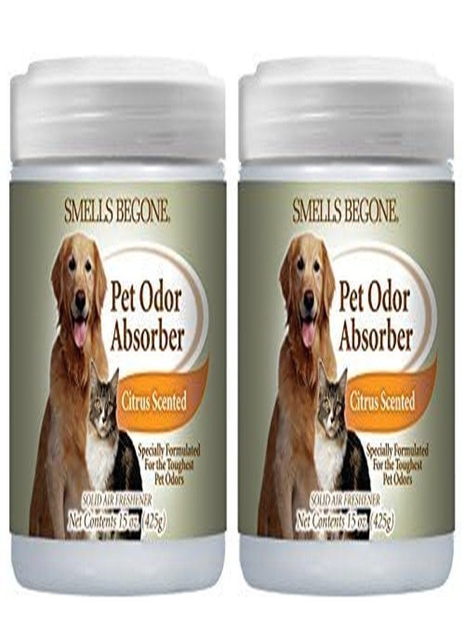SMELLS BEGONE 15oz Gel Pet Odor Eliminator - Absorb & Remove Strong Odors from Pets, Cat Litter, Dog Poop, Urine Smells - Eliminate Whole Home Odors with Essential Oils (Citrus, 2-Pack) - Image 1